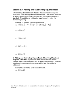 Section 5.9 Adding and Subtracting Square Roots