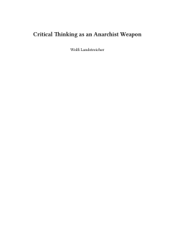 Critical Thinking as an Anarchist Weapon