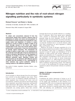 Nitrogen nutrition and the role of root&plusmn;shoot nitrogen signalling