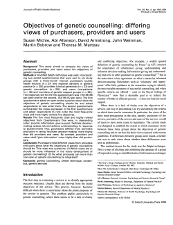 Objectives of genetic counselling: differing views