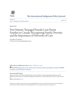 First Nations Teenaged Female Lone Parent Families in Canada