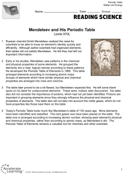 Reading Science: Mendeleev and His Periodic Table