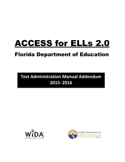 ACCESS for ELLs 2.0 FDOE TAM Addendum