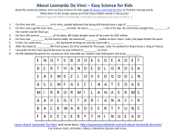 free science for kids activity sheet about Leonardo Da Vinci