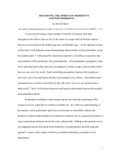 Discerning the Spirits of Modernity and Postmodernity