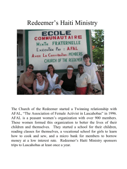 Church of The Redeemer`s Haiti Mission Statement