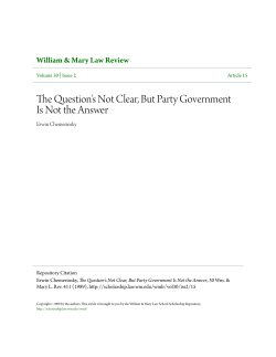 The Question`s Not Clear, But Party Government Is Not the Answer