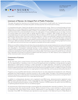 Licensure of Nurses: An Integral Part of Public Protection