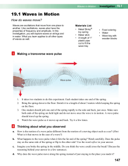 19.1 Waves in Motion
