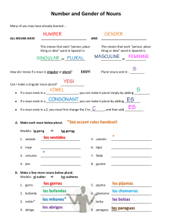 Number and Gender of Nouns