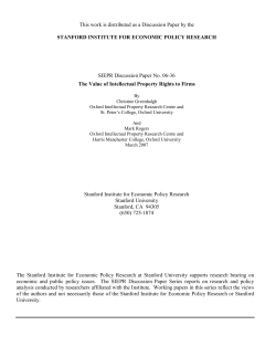 Plan of paper for OXREP issue on Intellectual Property
