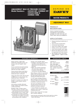 AQUASHIELD&reg; MAX UV PRESSURE SYSTEMS Model Numbers