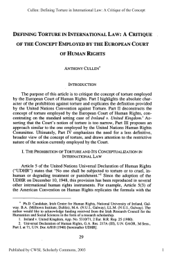 Defining Torture in International Law: A Critique of the Concept