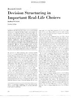 Important Rea1-Life Choices