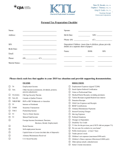 Personal Tax Preparation Checklist Please check each box that