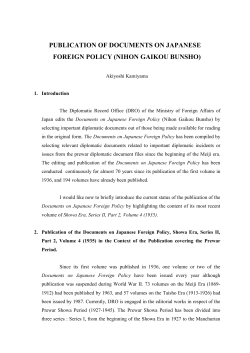 PUBLICATION OF DOCUMENTS ON JAPANESE FOREIGN POLICY