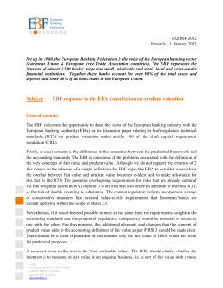 Subject : EBF response to the EBA consultation on prudent valuation