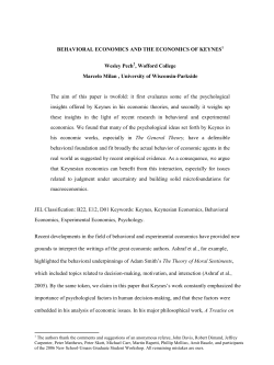 "Behavioral Economics and the Economics of Keynes" by Wesley