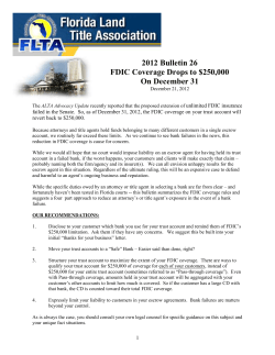 2012 Bulletin 26 - FDIC Coverage drops to $250000 on December 31