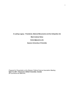 A Lasting Legacy: Presidents, National Monuments and the