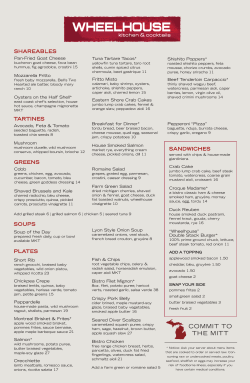 Dinner Menu - Wheelhouse