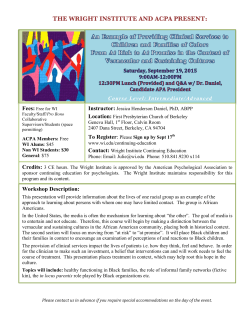 THE WRIGHT INSTITUTE AND ACPA PRESENT: