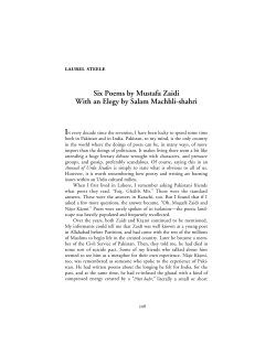Six Poems by Mustafa Zaidi With an Elegy by Salam Machhli