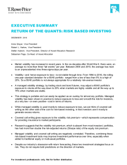 executive summary return of the quants: risk based investing