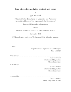 Four pieces for modality, context and usage Igor Yanovich