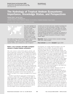 The Hydrology of Tropical Andean Ecosystems: Importance, Knowledge