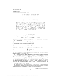 ON COVERING MULTIPLICITY 1. Introduction For integer a and