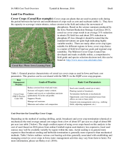 2016 Cost Sheet for Cereal Rye Cover Crop