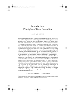 Introduction: Principles of Fiscal Federalism