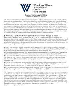 Renewable Energy in China The most prominent feature of China`s