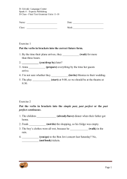 Exercise 1 Put the verbs in brackets into the