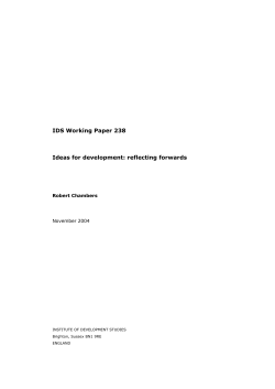 IDS Working Paper 238 Ideas for development: reflecting forwards