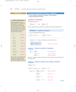 Ch 5.2 Natural Logarithmic Function Integration