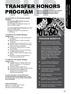 TRANSFER HONORS PROGRAM - West Los Angeles College