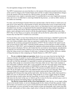 Fee and regulation changes at the Transfer Station. The DPW