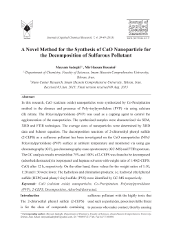 A Novel Method for the Synthesis of CaO Nanoparticle for the