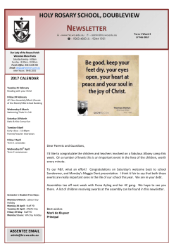 2017 Term 1 Week 3 - Holy Rosary School Doubleview