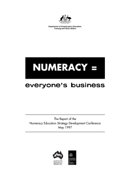 Numeracy = Everyone`s biz - Australian Association of Mathematics