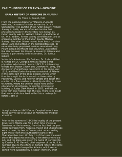 EARLY HISTORY OF ATLANTA in MEDICINE