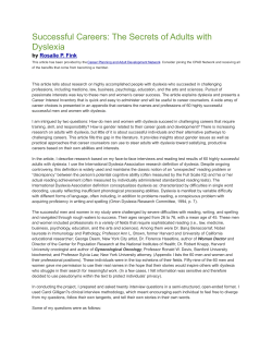 Successful Careers: The Secrets of Adults with