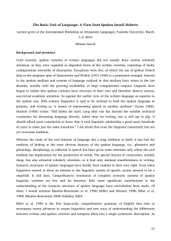 55 The Basic Unit of Language: A View from Spoken Israeli Hebrew