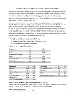 Claremont Colleges Sexual Assault Campus Climate Survey