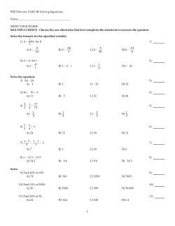 PERT Review PART III: Solving Equations