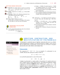 Addition, Subtraction, and Multiplication of Polynomials