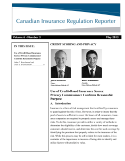 Use of Credit-Based Insurance Scores: Privacy Commissioner