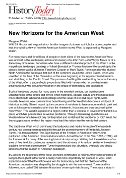 New Horizons for the American West